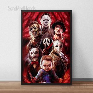 Horror Characters Friends Halloween Poster Wall Art Poster Canvas