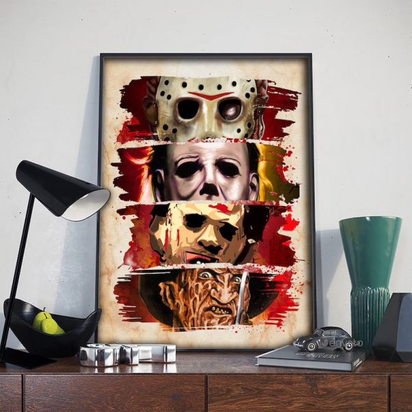 Horror Characters Squad Halloween Wall Art Decor Poster Canvas