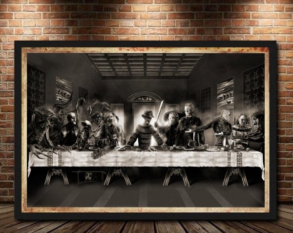 Horror Characters The Last Supper Halloween Wall Art Decor Poster Canvas