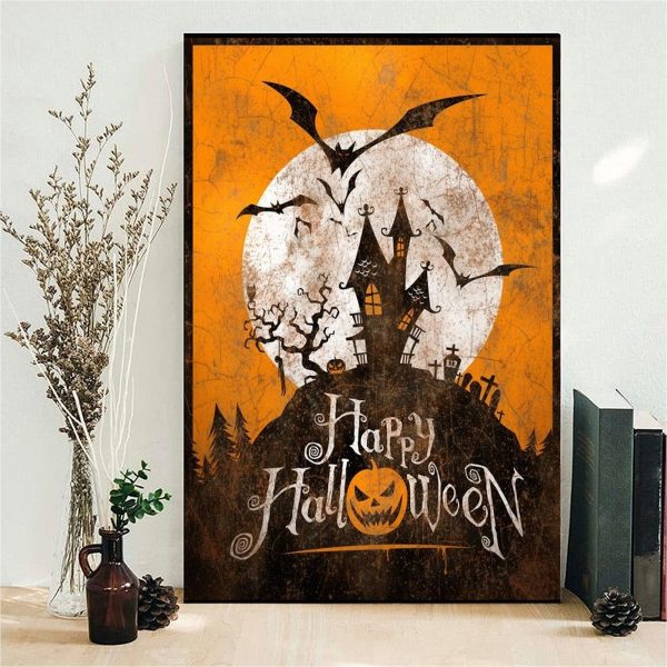 Horror Pumpkin Halloween Wall Art Decor Poster Canvas