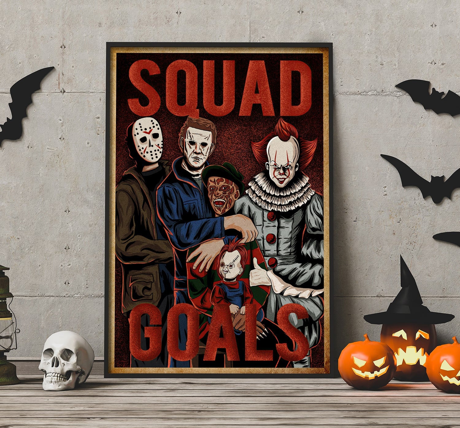 Horror Squad Goals Halloween Wall Art Decor Poster Canvas