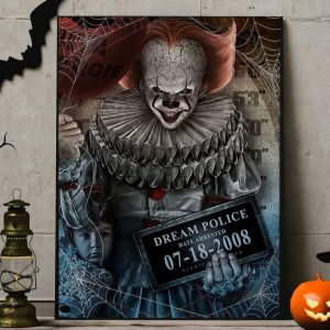IT Pennywise Mugshot Halloween Wall Art Decor Poster Canvas