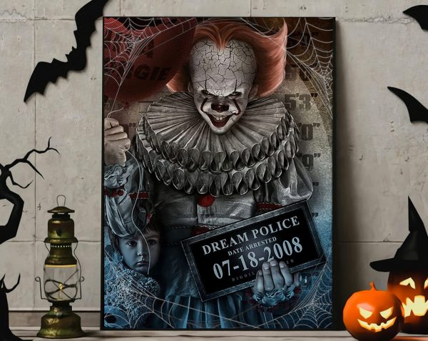 IT Pennywise Mugshot Halloween Wall Art Decor Poster Canvas