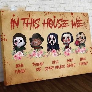 In This House We Home Halloween Wall Art Decor Poster Canvas