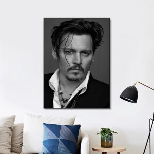 Johnny Depp Black And White Wall Art Home Decor Poster Canvas