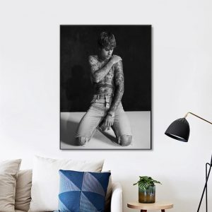 Justin Bieber Black And White Wall Art Home Decor Poster Canvas