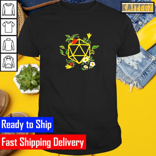 Harli Kane Wearing Geeky Polyhedral D20 Dice Set Plant Nerdy Gifts T-Shirt