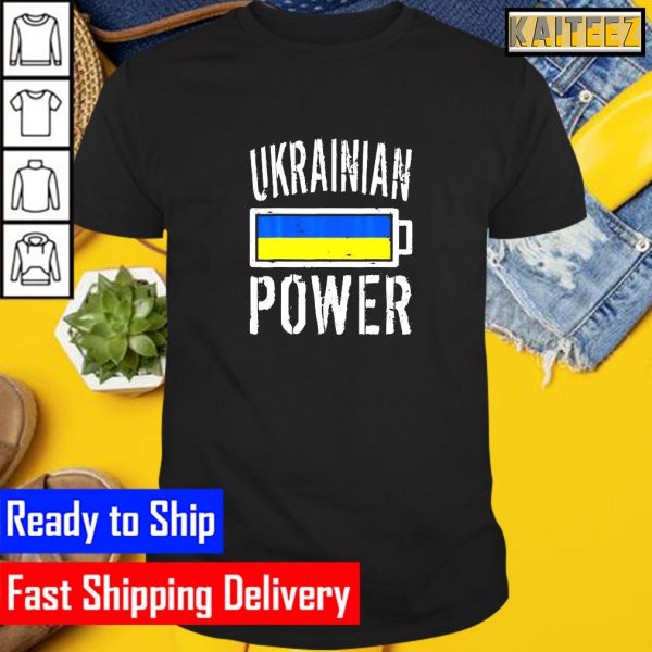 Ukraine Flag Ukrainian Power Battery Proud Gifts T-Shirt