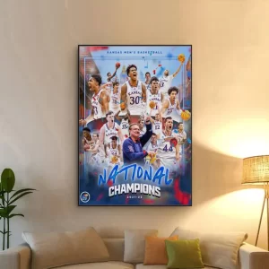 Kansas Jayhawks 2022 Basketball National Champions NCAA Wall Art Home Decor Poster Canvas