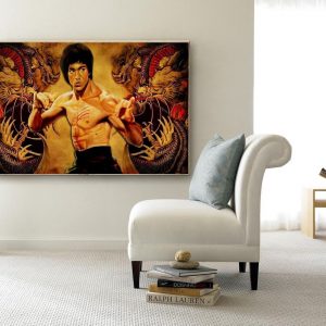 Kung Fu Superstar Bruce Lee Wall Art Home Decor Poster Canvas