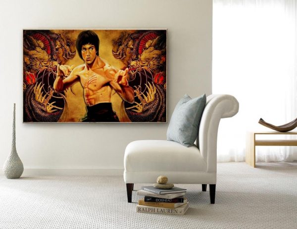 Kung Fu Superstar Bruce Lee Wall Art Home Decor Poster Canvas