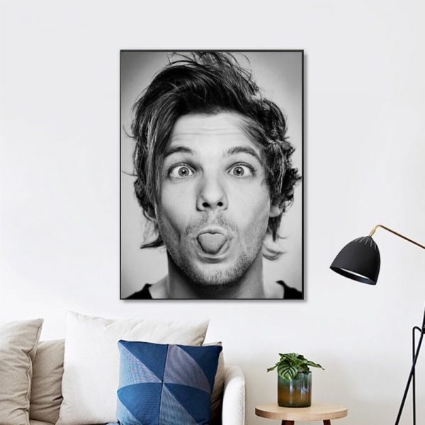 Louis Tomlinson Black And White Wall Art Home Decor Poster Canvas