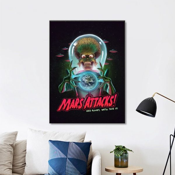 Mars Attacks Movie (1996) Wall Art Home Decor Poster Canvas