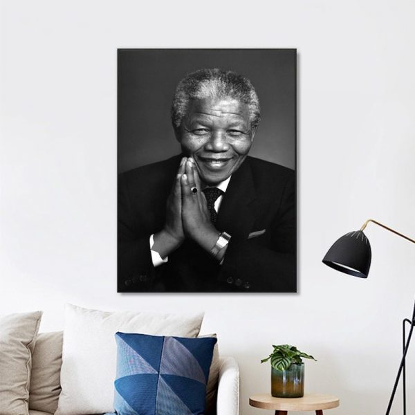 Nelson Mandela Retro Black And White Wall Art Home Decor Poster Canvas