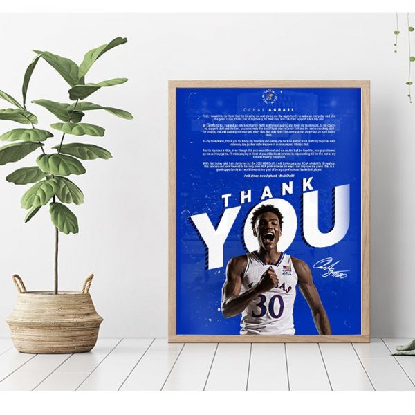 Ochai Agbaji Kansas City Champion Men Basketball Poster Canvas