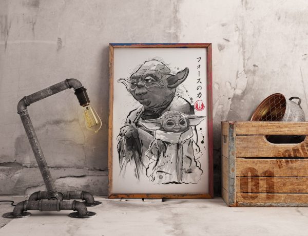 Old And Young Grogu The Mandalorian Baby Yoda Wall Art Home Decor Poster Canvas