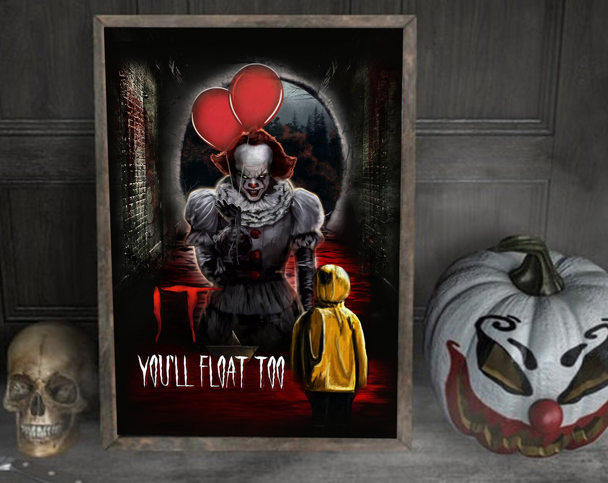 Pennywise IT You'll Float Too Halloween Wall Art Decor Poster Canvas