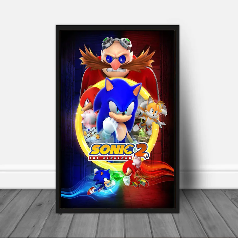 Sonic The Hedgedog 2 Wall Art Home Decor Poster Canvas