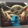 Star Wars Baby Yoda Smiling Playing with Plane Wall Art Home Decor Poster Canvas