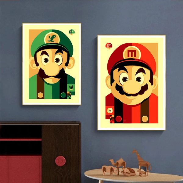 Super Mario Retro Wall Art Home Decor Poster Canvas