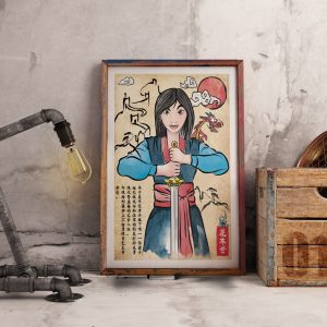 The Legend Of The Woman Warrior Woodblock Wall Art Home Decor Poster Canvas