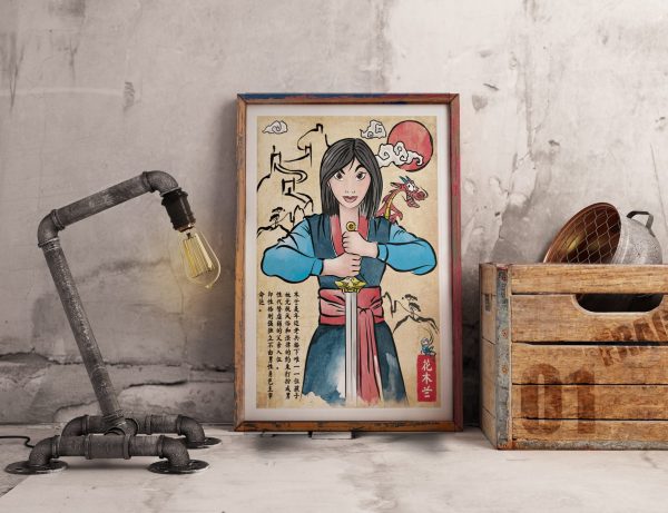 The Legend Of The Woman Warrior Woodblock Wall Art Home Decor Poster Canvas