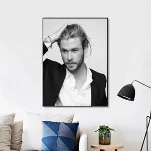 Thor Chris Hemsworth Black And White Wall Art Home Decor Poster Canvas