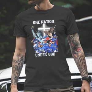 Toronto Blue Jays One Nation Under God Signatures American Flag Unisex T-Shirt