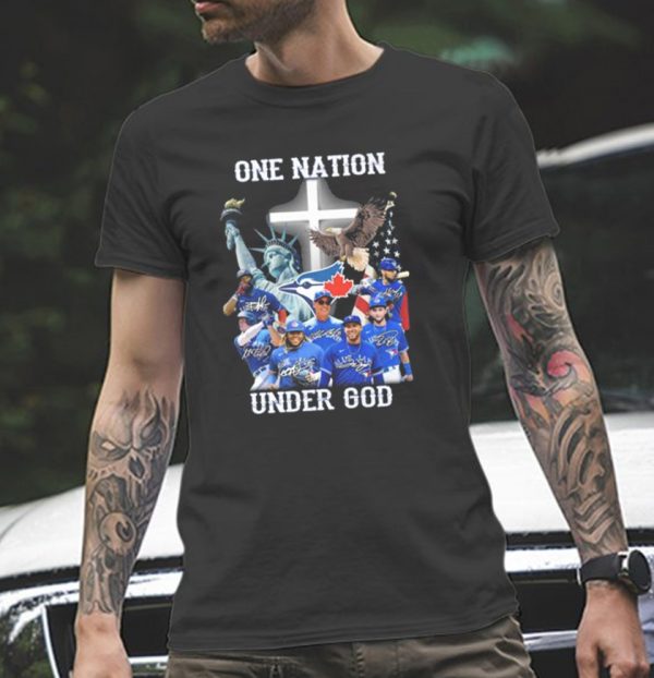 Toronto Blue Jays One Nation Under God Signatures American Flag Unisex T-Shirt