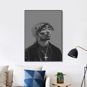 Tupac Shakur Black And White Wall Art Home Decor Poster Canvas