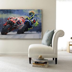 Valentino Rossi Marc Mrquez Moto Gp Wall Art Home Decor Poster Canvas