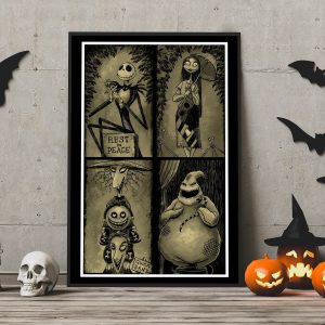 Vintage Nightmare Before Christmas Characters Home Decor Poster Canvas
