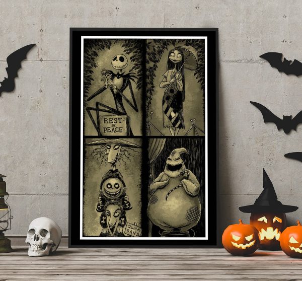 Vintage Nightmare Before Christmas Characters Home Decor Poster Canvas
