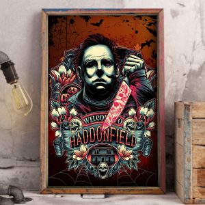 Welcome To Haddonfield Michael Myers Horror Movies Halloween Characters Home Decor Poster Canvas