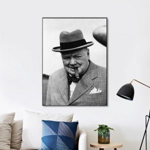 Winston Churchill Black And White Wall Art Home Decor Poster Canvas