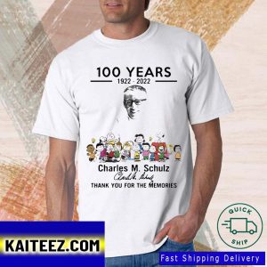 100 Years 1922 2022 Charles M. Schulz Signature Thank You For The Memories Gifts T-Shirt