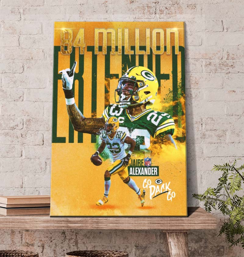 Packers JAIRE ALEXANDER Signed 13x31 Stretched Canvas Collage AUTO JSA 