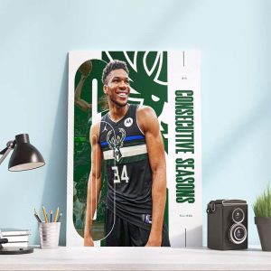 Giannis Antetokounmpo Six Consecutive Season All-NBA Wall Decor Poster Canvas