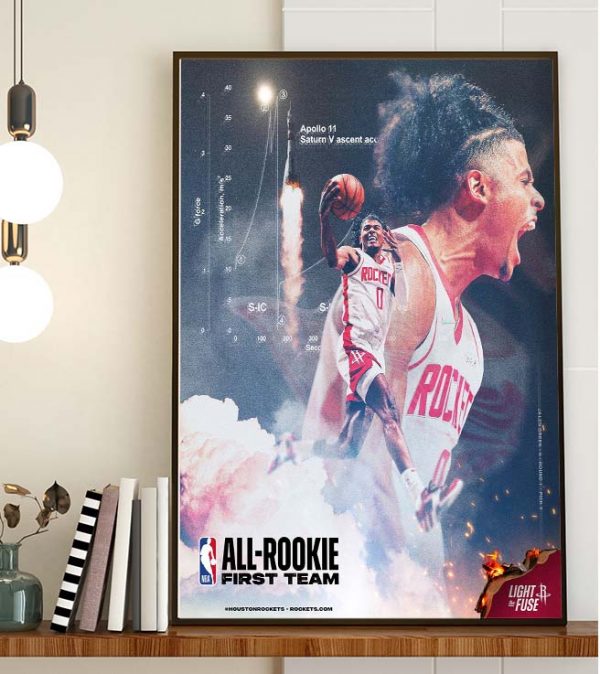 Jalen Green Houston Rockets 2021-2022 Kia NBA All-Rookie First Team Wall Decor Poster Canvas