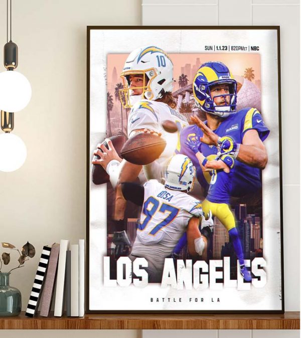 Los Angeles Chargers Vs Los Angeles Rams NFL Battle For LA Wall Decor Poster Canvas