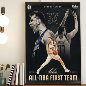 Luka Doncic 3x All-NBA First Team Dallas Mavericks Wall Decor Poster Canvas