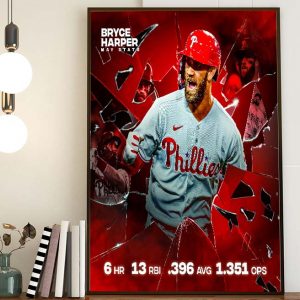 May Stats Bryce Harper Philadelphia Phillies MLB Limited Poster Canvas