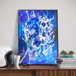 REAL MADRID WIN THE CHAMPIONS LEAGUE 14 Home Decor Poster Canvas