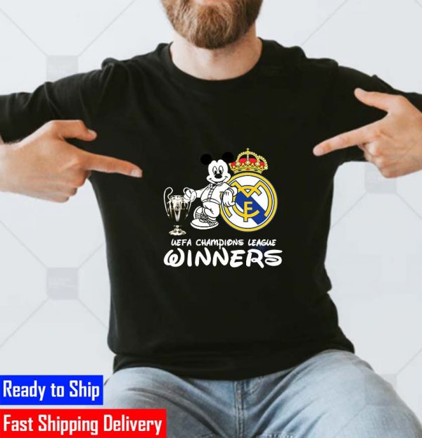 Real Madrid x Mickey Mouse Disney Lover Champion League Winner Gift T-Shirt