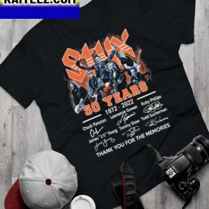 STYX 50 Years 1972 2022 Chuck Panozzo Ricky Phillips Signatures Thanks Gifts T-Shirt