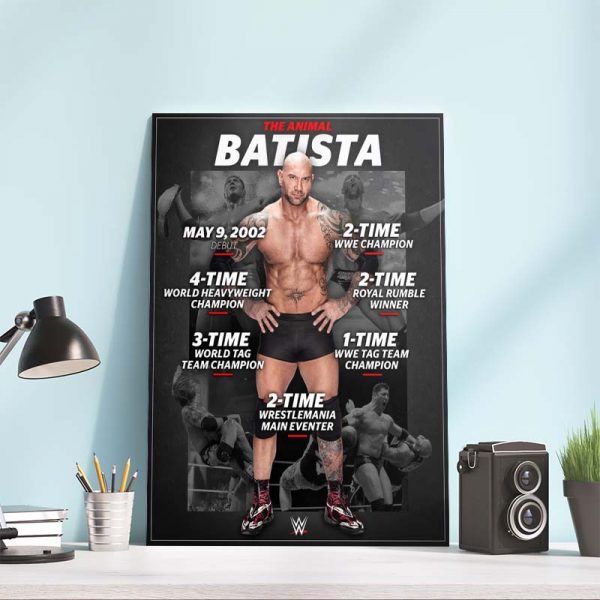 The Animal Dave Batista Career WWE Poster Canvas