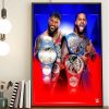 WWE SmackDown Tag Team Champions Usos Jey Uso and Jimmy Uso Wall Decor Poster Canvas