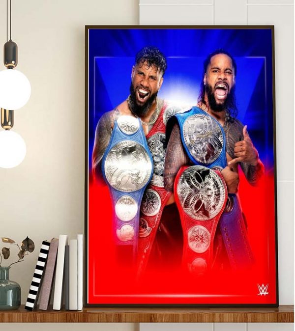 WWE SmackDown Tag Team Champions Usos Jey Uso and Jimmy Uso Wall Decor Poster Canvas