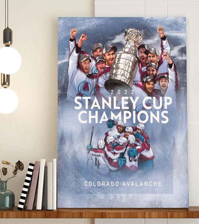 2022 Stanley Cup Champions Colorado Avalanche Paint Art Poster Canvas