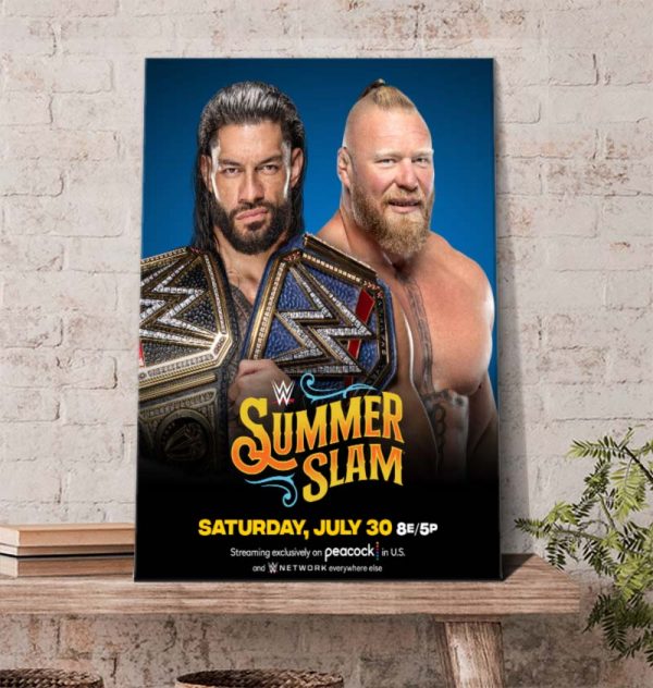 Brock Lesnar vs Roman Reigns Undisputed WWE Universal Title SummerSlam 2022 Poster Canvas